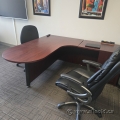 Mahogany L Suite Office Desk w/ Rounded Runoff